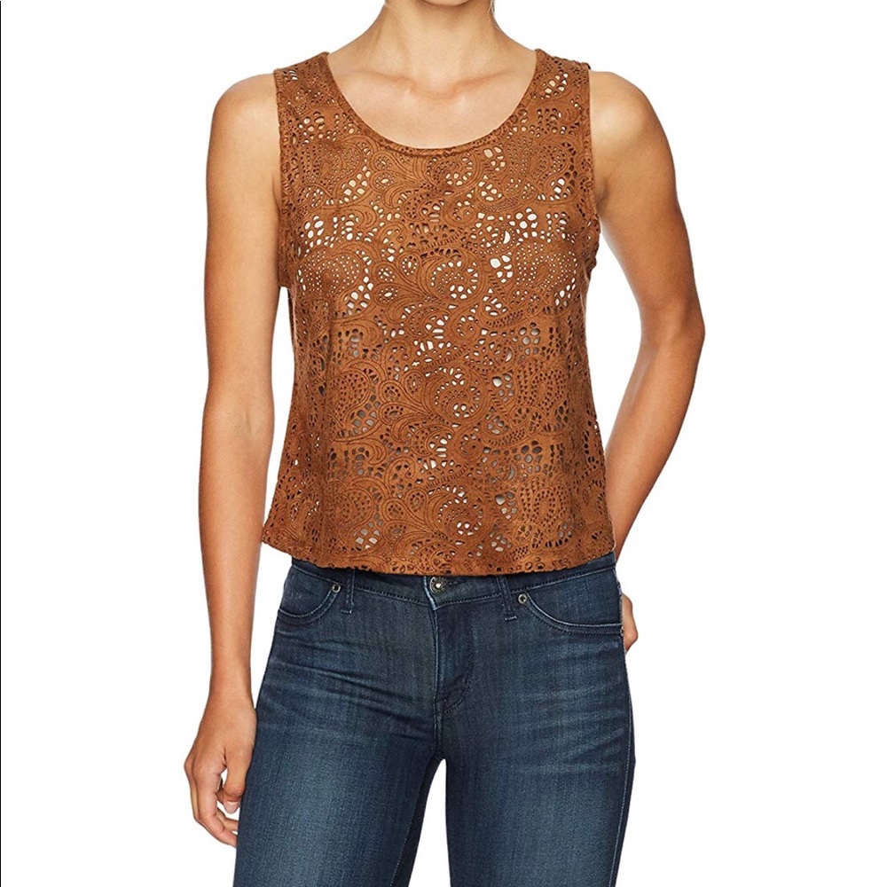 BB Dakota Faux Suede Tasia Eyelet Top